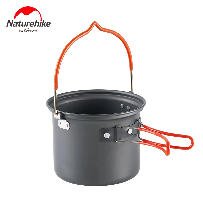 Naturehike Ultralight Camping Pot with Foldable Handles aluminum alloy pot set 4 in 1 mess kit Designed for backpacking hiking