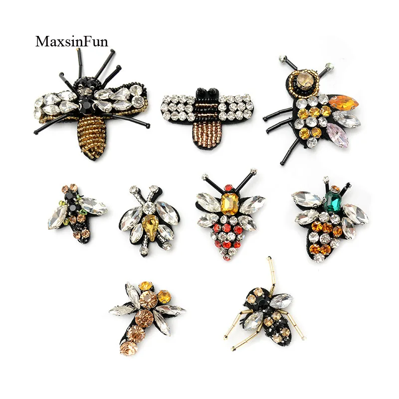 Maxsin Fun Fashion strass Beads api Dragonfly Applique patch per abbigliamento borse spilla vestiti cucire o incollare sulle toppe