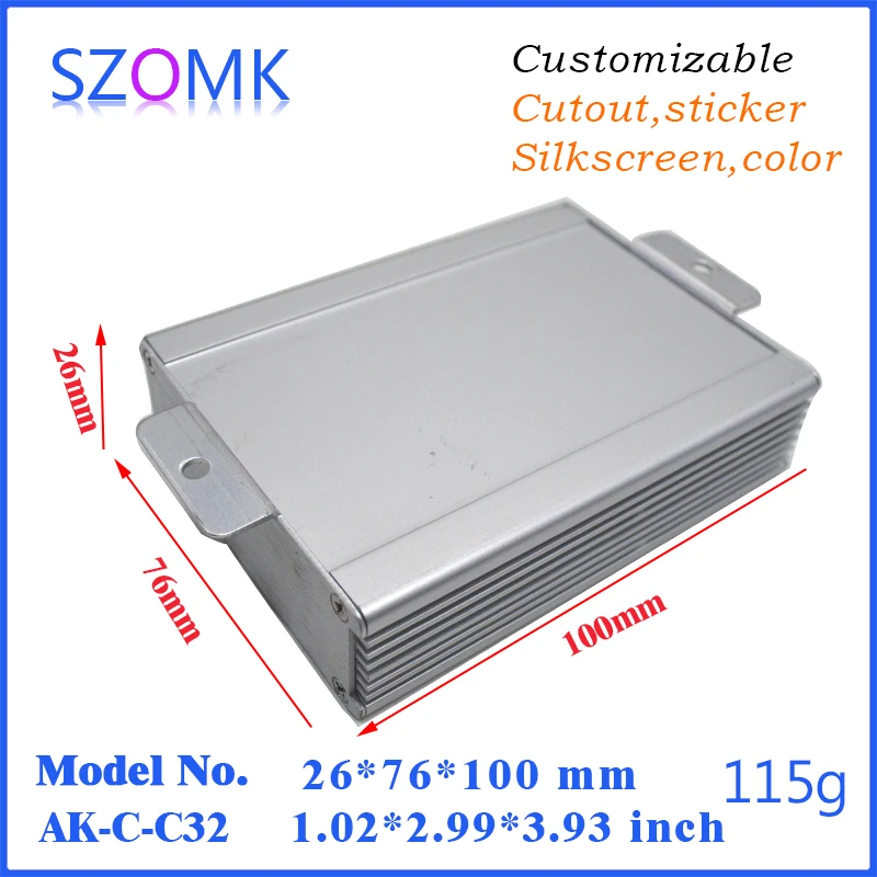 10Pcs szomk aluminium enclsoure PCB aluminum junction box 26*76*100mm wall mount equipment box aluminium extrusion enclosure