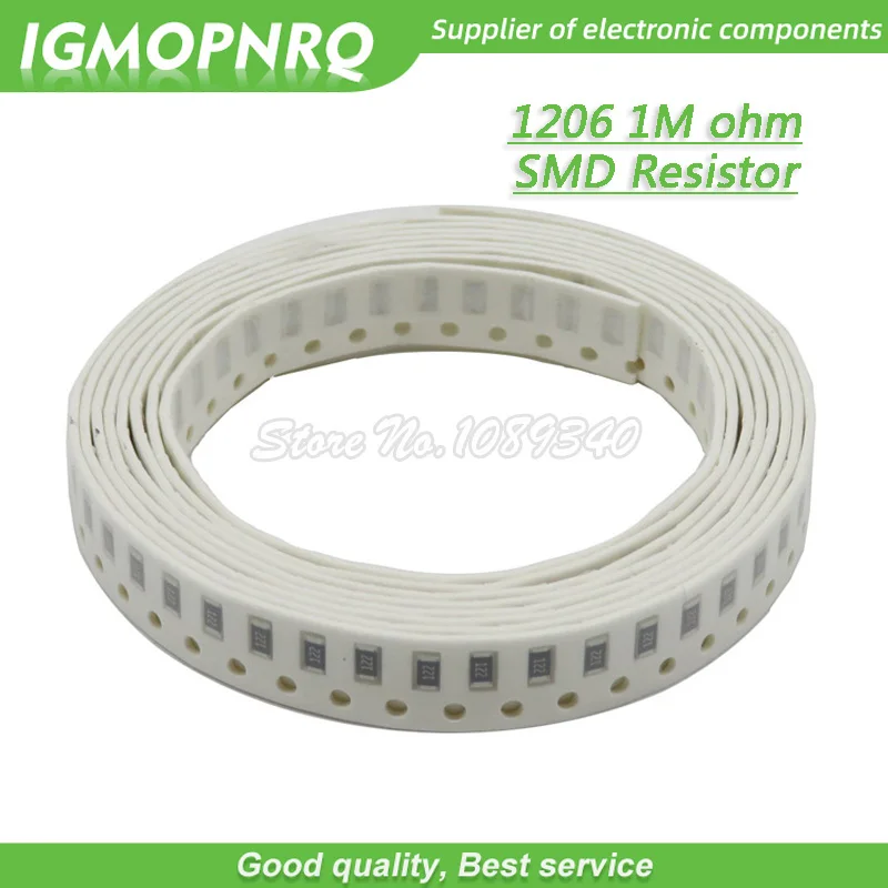 

100PCS 1206 SMD Resistor 1% resistance 1M ohm chip resistor 0.25W 1/4W 105 IGMOPNRQ