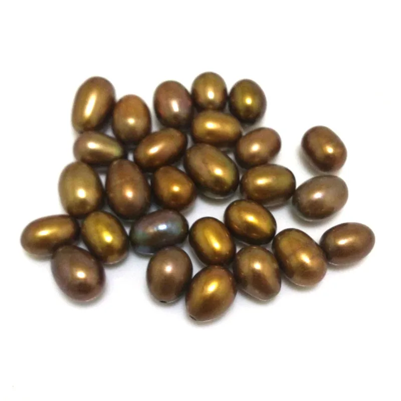 Wholesale 6-7mm AAA Natural High Luster Half Hole Coffee Raindrop Loose Pearls