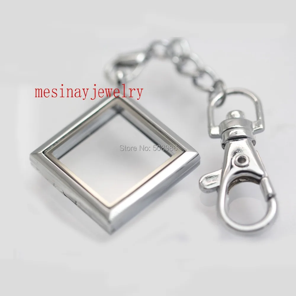 10 pcs Magnet plain rhombus glass locket key rings keychains  xmas gift mother's day present