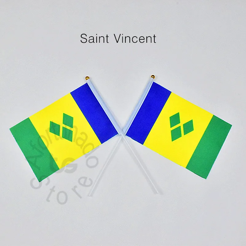 Saint Vincent and the Grenadines 14*21cm 10pieces  Banner   Hand waving National Flag for meet,Parade,party.Hanging