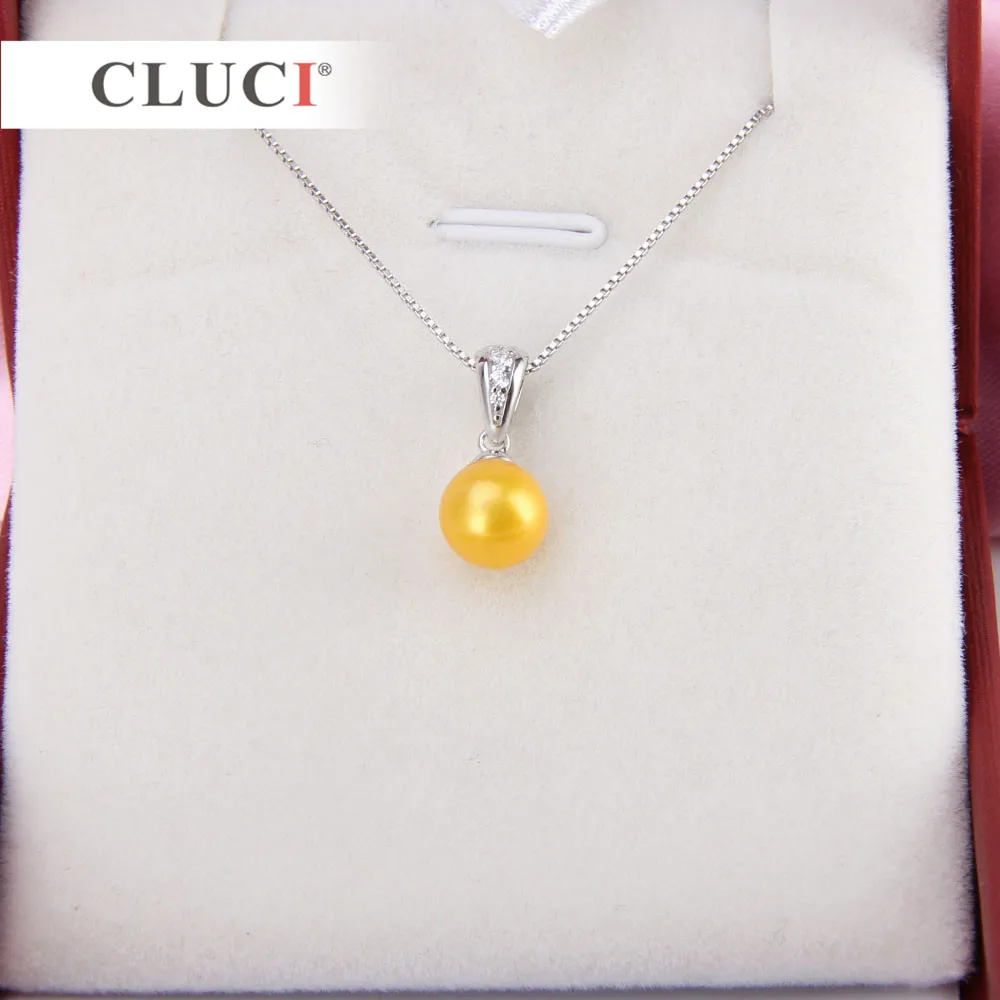 CLUCI 925 Silver Design Rhinestone Necklace charm Pendant Fitting to match 7-8mm pearl for women Necklace jewelry making SP222SB
