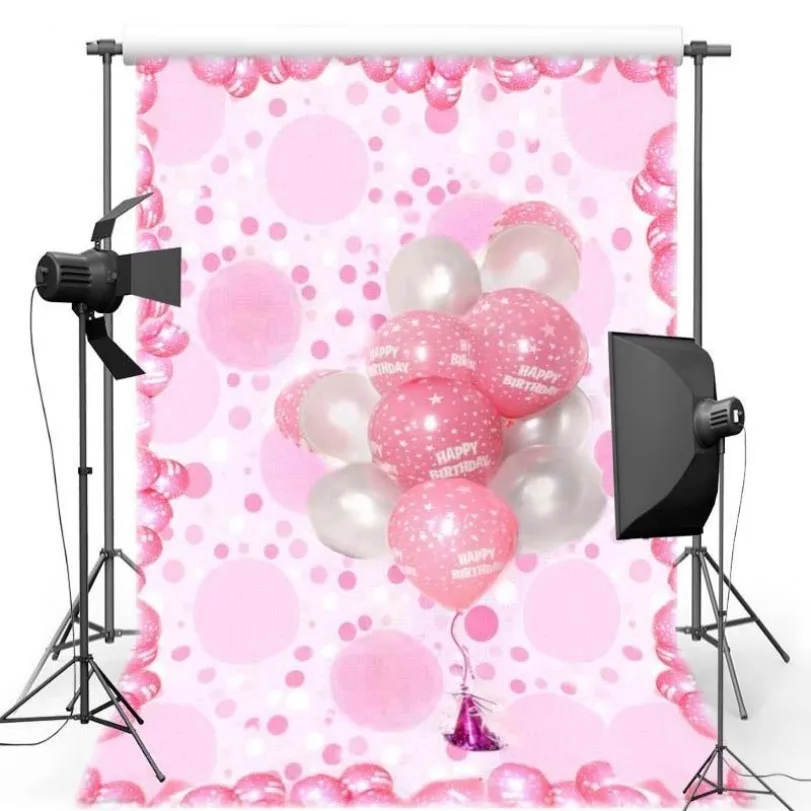 

Pink Polka Dot Balloon Baby Shower photo backdrop polyester or Vinyl cloth High quality Computer print wall background