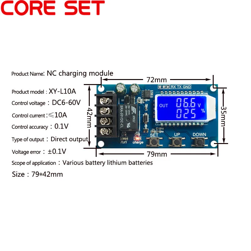 6-60v 10A Lead-acid Solar Storage Battery Charge XY-L10A Controller Module Protection Board charger Time Switch Battery Capacity