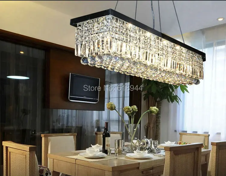 

Modern Luxury Rectangle LED K9 Crystal Lustres Pendant Lamp E14 For Decor Hanging Lamp Light Fixtures Pendant Lights