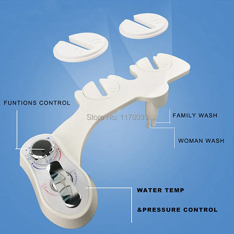 hot and cold water dual nozzle non-electric smart toilet bidet,female butt clean nozzle bidet,toilet seat shower bidet,J17598