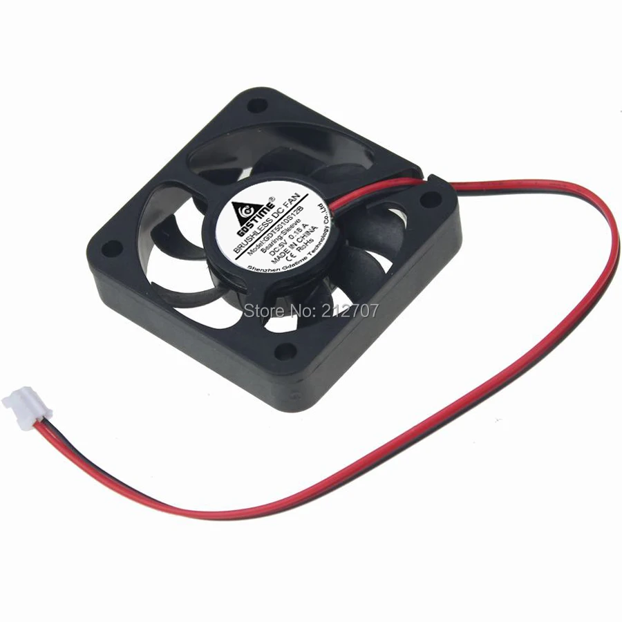 

5PCS Gdstime 2Pin DC 5V 50X50X10mm 50mm 5cm 5010 Brushless Case Cooling Fan