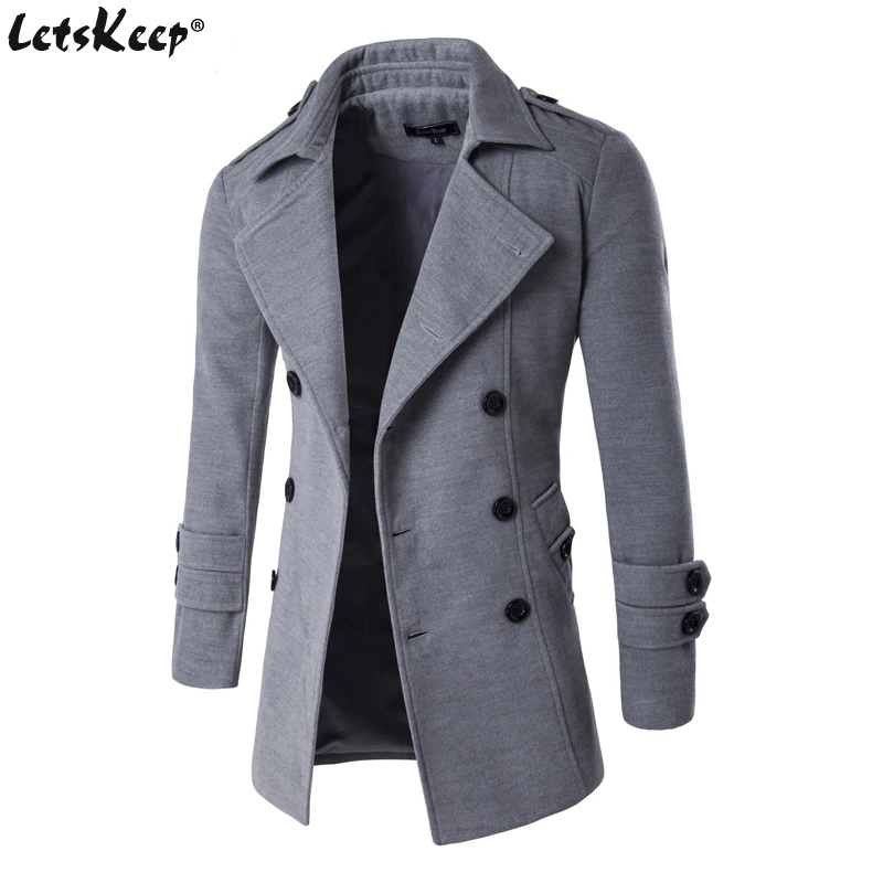 

Letskeep NEW Men's Spring Autumn Overcoat for man wool & blends double breasted peacoat trench coat men Slim fit, ZA193