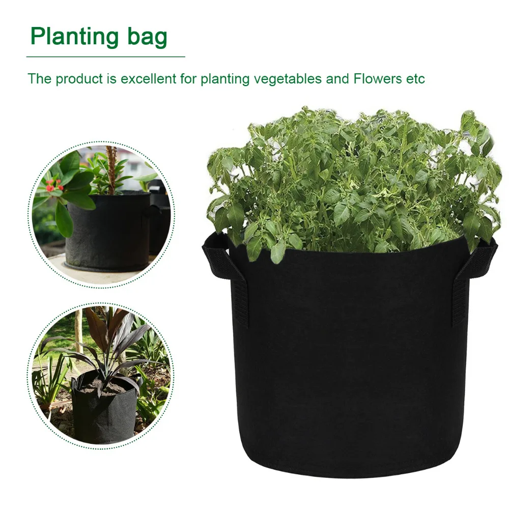 2/3/5/7/10/15/20 Gallon Outdoor Indoor Garden Planting Bags Vegetable Planting Bags Grow Bags Farm Home Garden Supplies Black