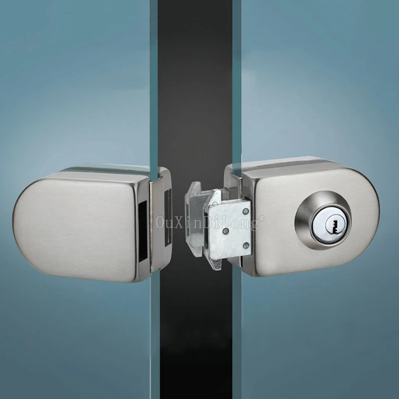 1PCS Sliding Central Glass Door Lock,Stainless Steel,No Need to Open Holes,Bidirectional Unlock,Frameless Glass Door CP397