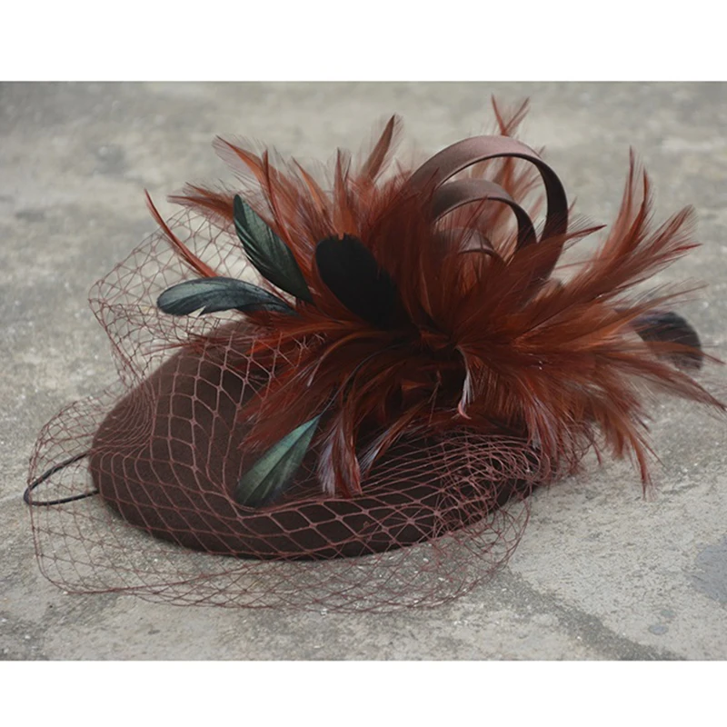 NEW Veil Women Fascinator Pillbox Felt Wool Cocktail Race Hat Wedding Cocktail  Party Formal Dress Hats T167