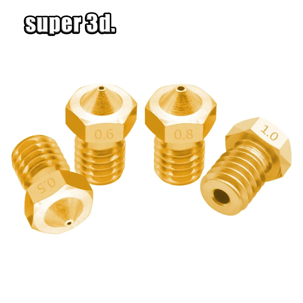 5Pcs V5 V6 Brass Nozzle M6 Thread 0.2/0.25/0.3/0.4/0.5/0.6/0.8/1.0mm E3D V6 Nozzle For 3.00mm Filament 3D Printer Accessories