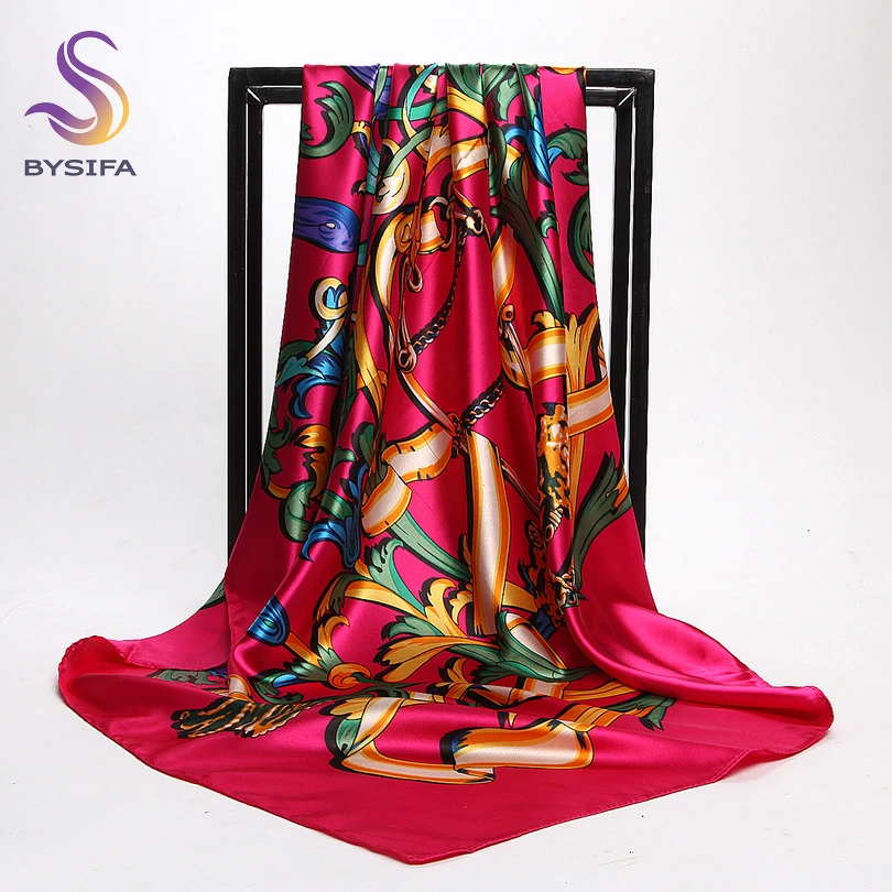 [BYSIFA] China Style Blue White Silk Scarf Cape 2017 New Design Ladies Muslim Head Scarf Printed Fashion Accessories Satin Scarf