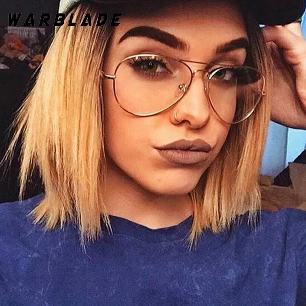 WarBLade-gafas con banda de aleación para hombre y mujer, lentes Ópticas Clásicas, transparentes, con montura dorada