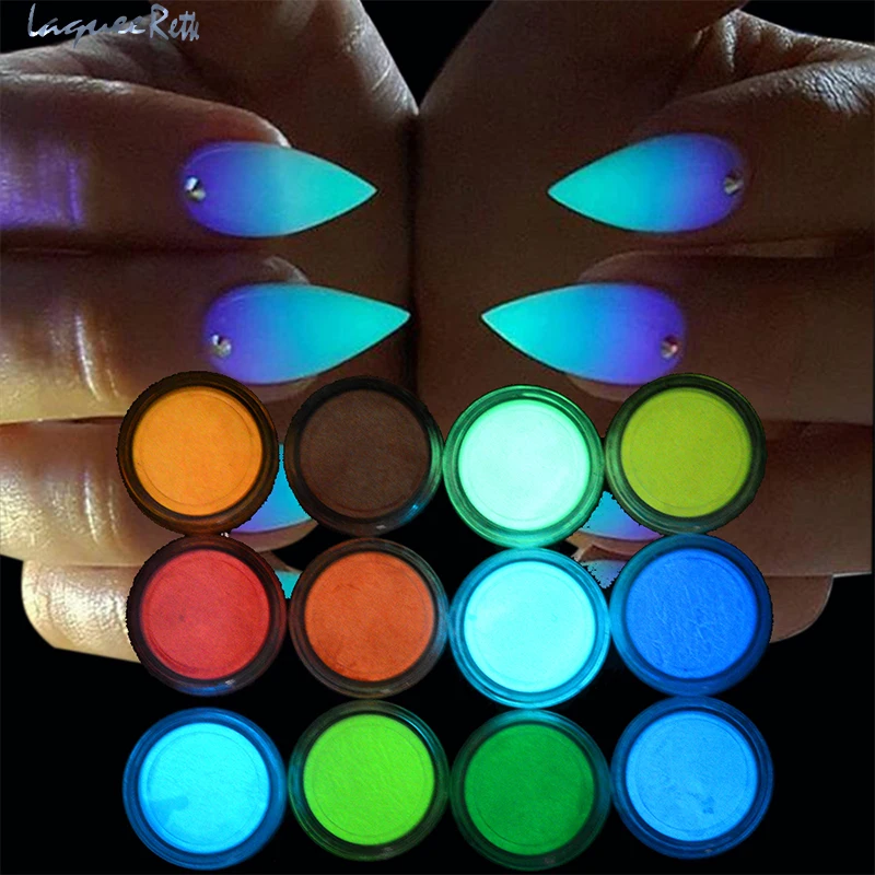 

12 Colors Fluorescent Nail Dip Powder Nail Varnish Paint Lacquer Holographic Pigment Glitter