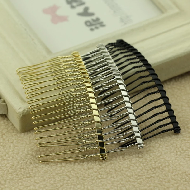 100 Pieces 20 Teeth Rose Gold Color Black Metal Hair Comb Clips For DIY Wedding Headpiece Bride Women Hair Jewelry