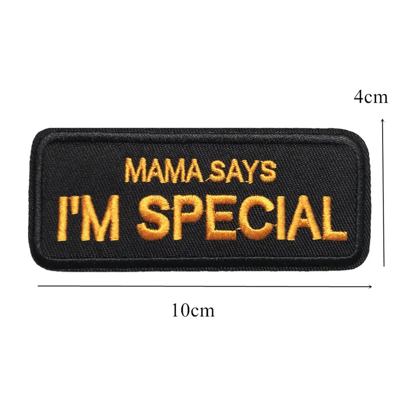 10CM Black Embroidered Letters Sew Iron On Patches I AM SPECIAL Badges Orange For Bag Jeans Hat T Shirt DIY Appliques Craft