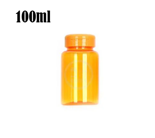 20pcs 100ml Translucent Orange PET Bottles, Capsules/Pills/Powder/Vitamin Plastic Bottles 100cc-- Flip Caps