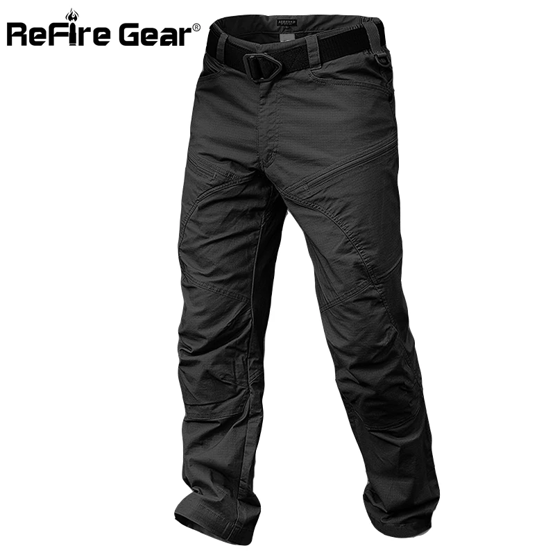 ReFire Gear Military Tactical Cargo Pants Men Special Force Army Combat Pants SWAT Waterproof Large Multi Pocket Cotton Trousers