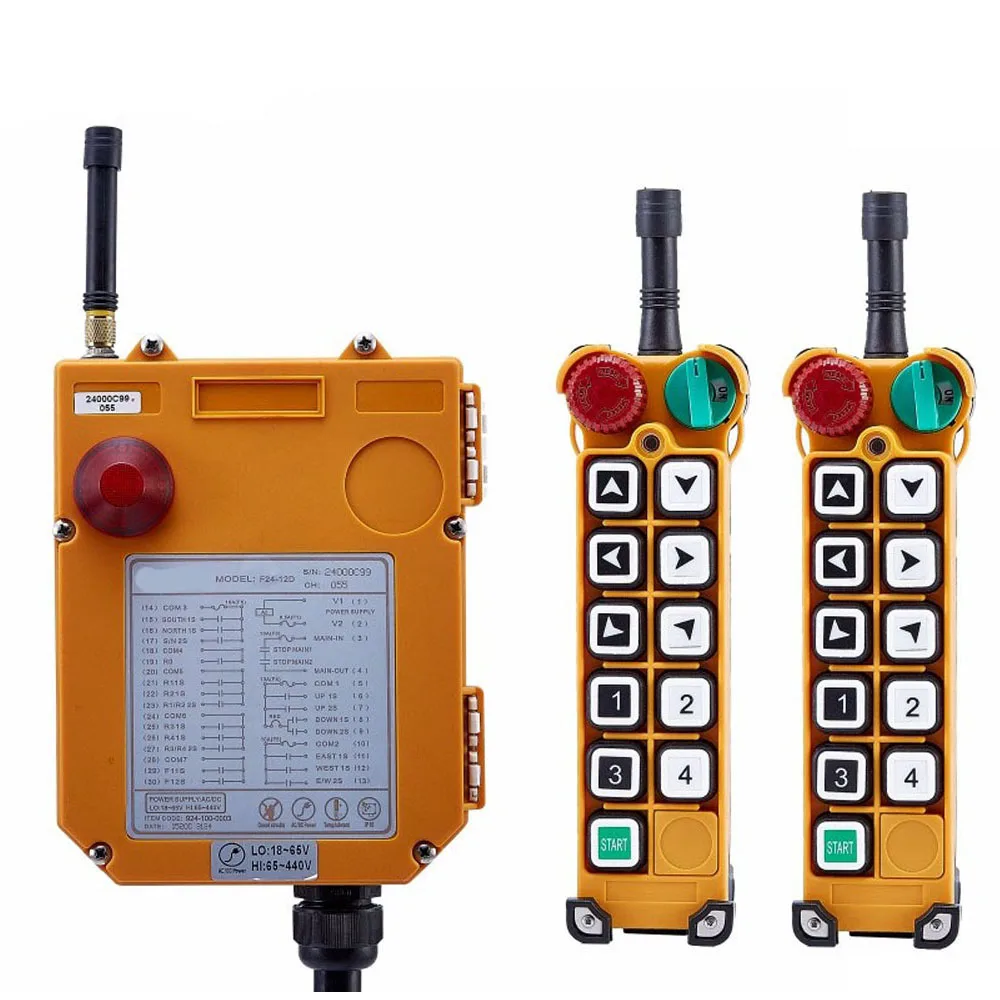 TELECRANE Wireless Industrial Remote Controller Single Speed Radio Hoist Remote Control 2 Transmitter + 1 Receiver F24-10S