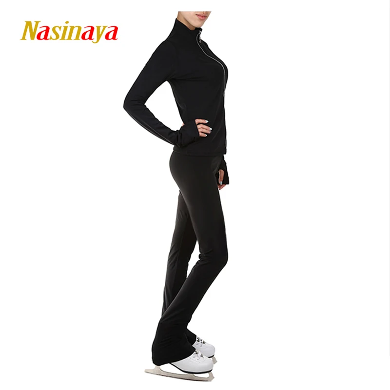 Figure Ice Skating Jackets Profession Black Suits Rhinestones Women/Girls Shirts Ice Skating Training Suits