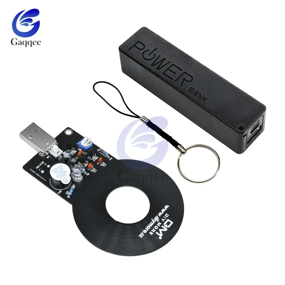 DC 3V-5V Metal Detector Kit 60mm Detective Non-contact Sensor Module with 18650 USB Power Bank Box Metal Finder Electronic DIY