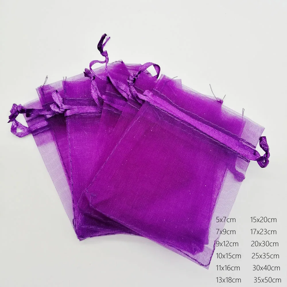 500pcs Dark Purple Organza Bag Drawstring Pouch Bag Jewelry Bags Gifts For Wedding/Christmas/Jewelry Display Packaging Bags DIY