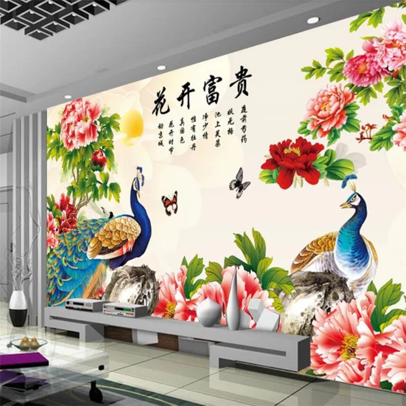 

beibehang Custom wallpaper 3d photo mural peony flower rich HD TV background wall decoration painting papel de parede wall paper