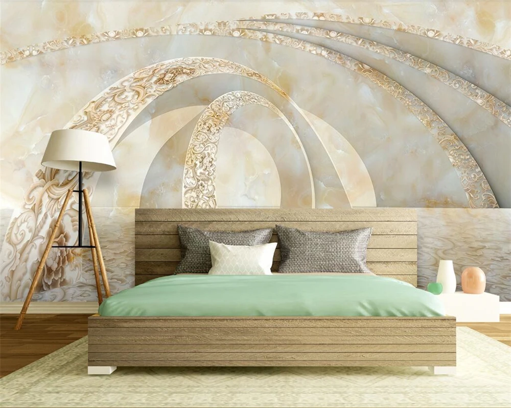 Custom size wallpaper 3D space Marble mural home decor Living room Bedroom space extended background wall murals 3d wallpaper