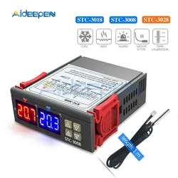 Temperatura Digital Dupla e Controlador de Umidade, Termostato, 10A, Sonda Sensor NTC, Termorregulador, STC-3008, STC-3018, STC-3028