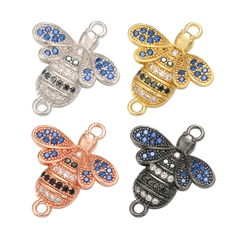 ZHUKOU 17x20mm Brass Bee Connectors for Women Necklace earrings bracelet Jewelry Accessories Findings Model: VS384