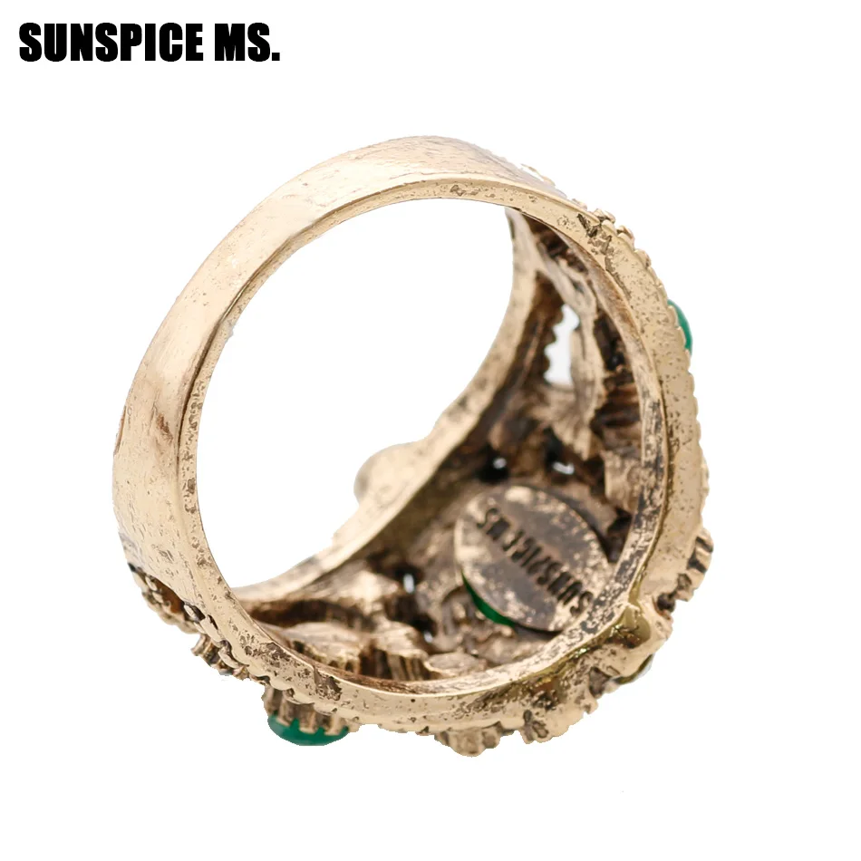 SUNSPICE MS. Turkish Vintage Ring For Women Wedding Jewelry Water Drop Resin Crystal Finger Rings Indian Retro Charm Bijoux Gift