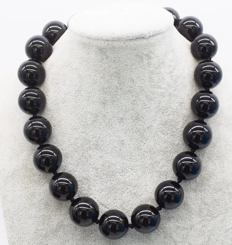 

wholesale 10/12/14/16/18/20mm black agate round necklace 45cm FPPJ nature beads for woman gift