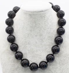 wholesale 10/12/14/16/18/20mm black agate round  necklace 45cm FPPJ nature beads for woman gift