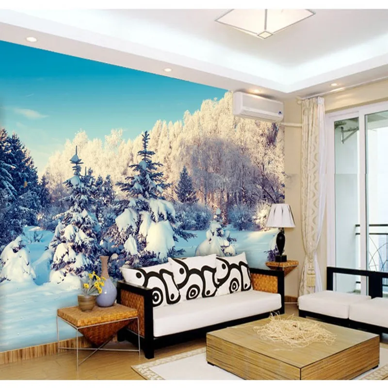 Beibehang papel de parede para quarto grande tessuto non tessuto di carta da parati mural personalizzata inverno neve divano camera da letto tv sfondo carta da parati