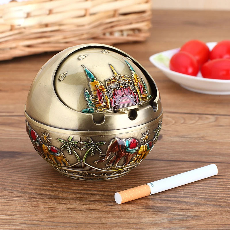 

European Round Ball Ashtray, Capped Ashtray, Home Decoration Accessories, Gift, Outdoor, Indoor, Personality