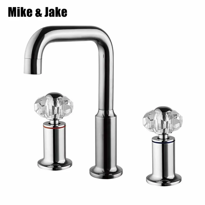 bathroom faucet double handl chrome basin mixer crystal handle tap Bathroom tap Bathroom Basin Mixer Tap with Hot and Cold Water