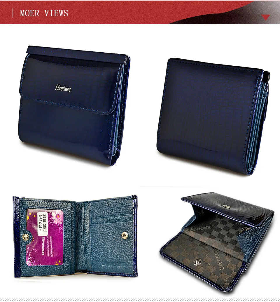 HH Echtem Leder frauen Brieftasche Mini Brieftaschen Frauen Kurze Kupplung Luxus Weibliche Geldbörse der Dame Geldbörsen – Detail 19