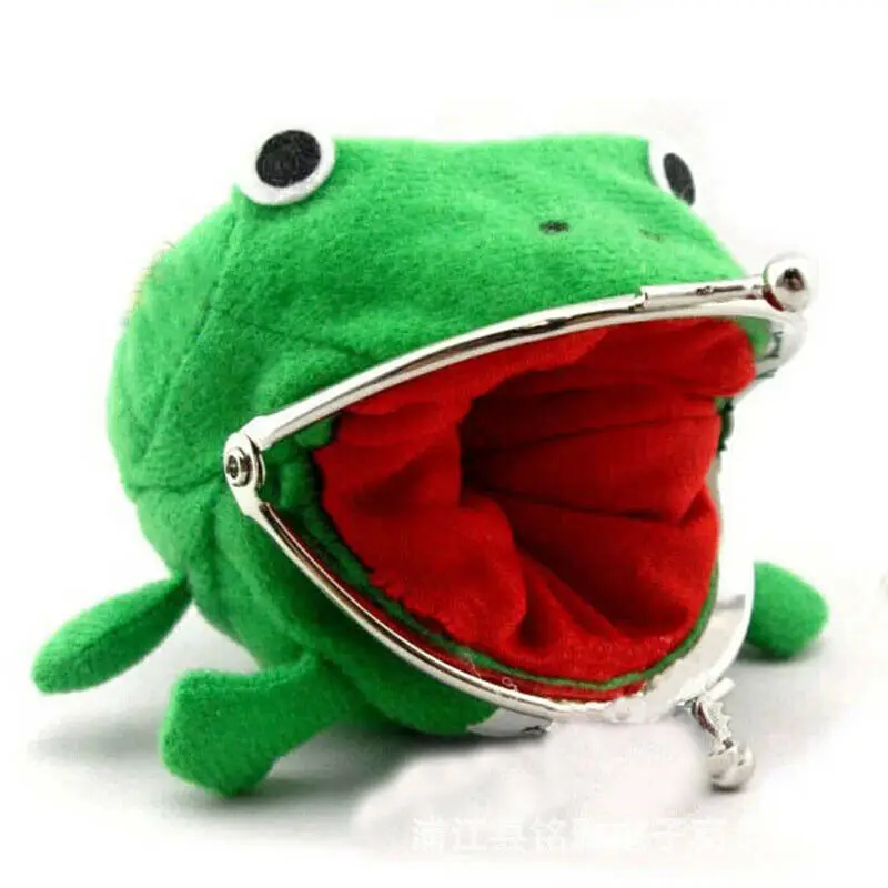 Casual Kid Girls Cute Frog Shape Green Animal Small Coin Purse Wallet Soft Cotton Fabric Purse Gift New Style