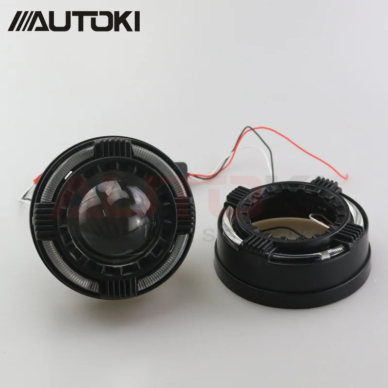 Autoki New Quadrod 3.0 LED Shroud with Light Guide LED Daytime Running Light +3.0inch Full Metal Bi-xenon Projector Lens