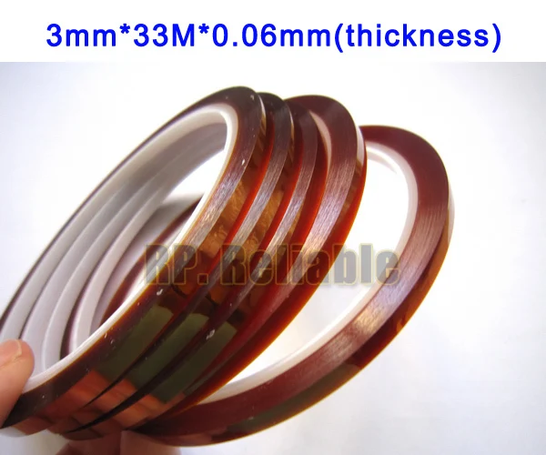 10x 3mm*33M *0.06mm High Temperature Resistant Sticky Polyimide Tape Sticky for Chip BGA PCB SMT Solder Masking Insulate Tawny