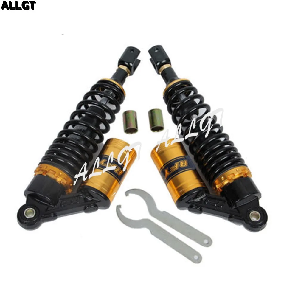 ALLGT 390mm A Pair Rear Nitrogen Shock Absorbers Rear Suspension Clevis Fit For Kawasaki Black/Gold