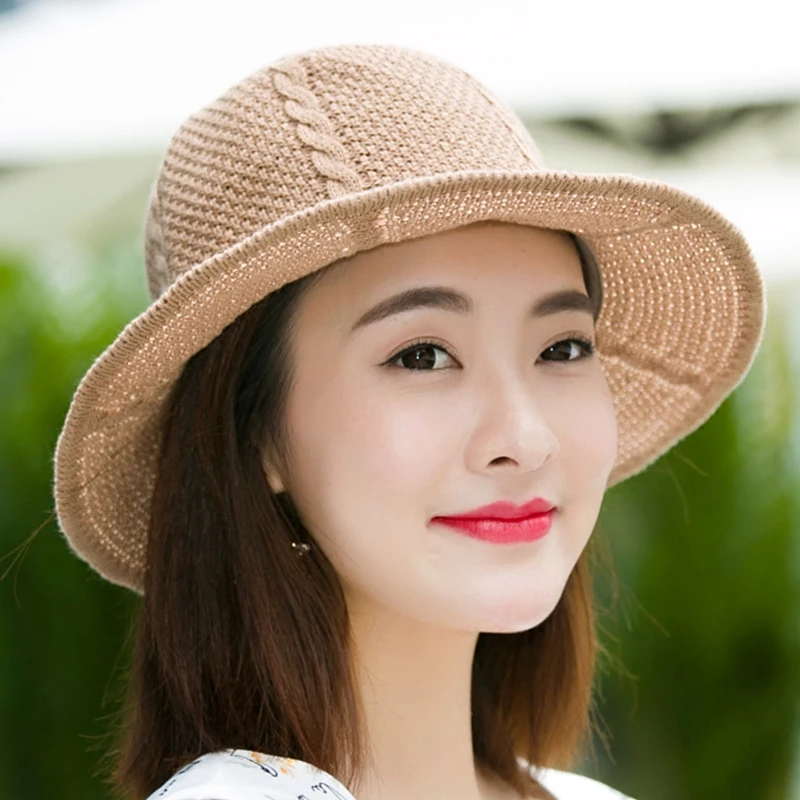 

Korean Sunscreen Sun Hat Women Summer Sunshade Solid Color Hats Adjustable Fashionable Foldable Girl Knit Cap Visor Caps H3181