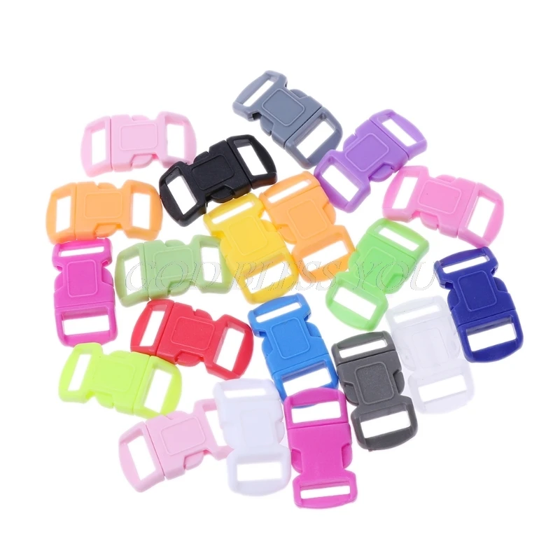 20pcs/lot Curved Side Release Plastic Buckle For Paracord Bracelet Mixed Color Drop Shipping