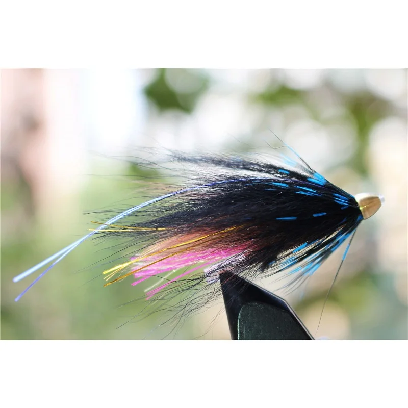 Tigofly 24 pcs/lot Blue&Black Feather Cone Head Tube Fly Streamer Fly Salmon Trout Steelhead Fly Fishing Flies Lures