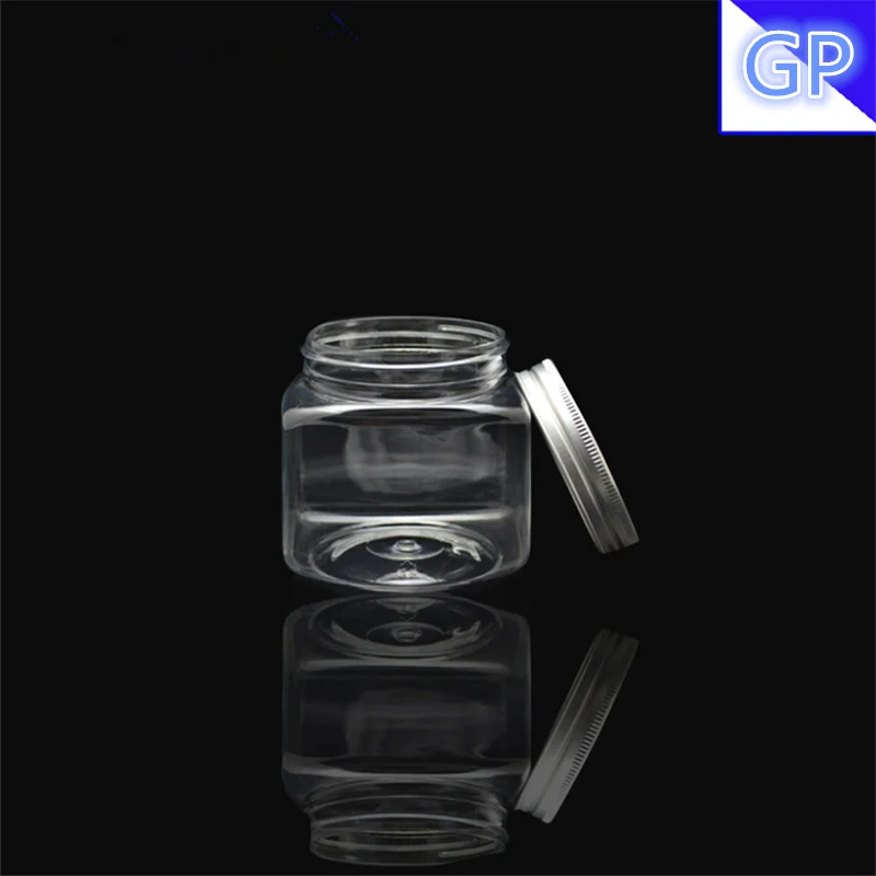 30pcs PET Transparent Square Jar 350g bath salt packaging mask 350ml white face cream jar diamond sealed secure container Pot