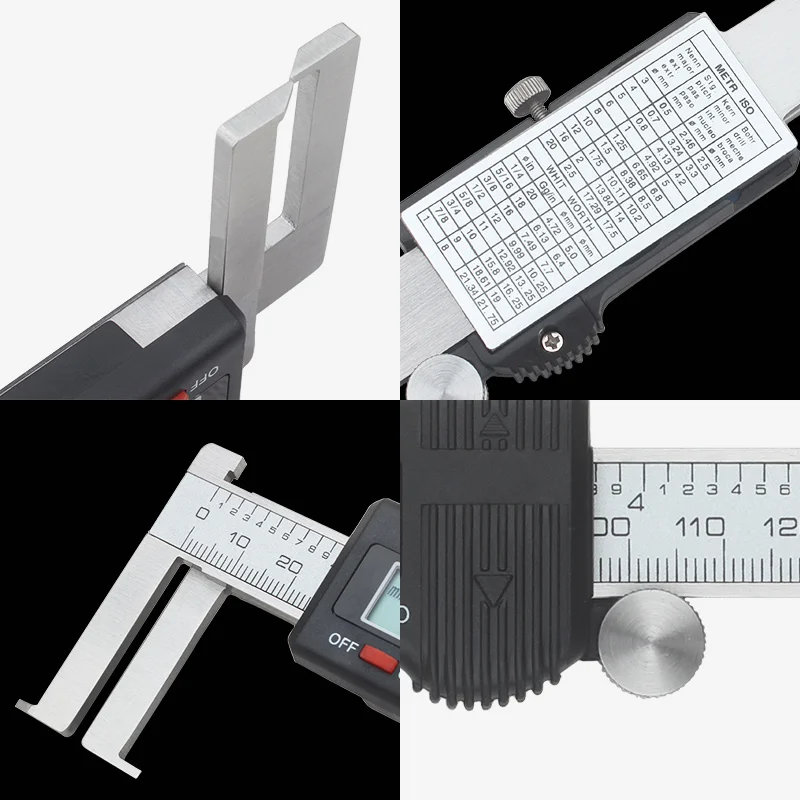 Inner groove digital display vernier caliper inner hole groove stainless steel outer groove caliper flat round head measuring