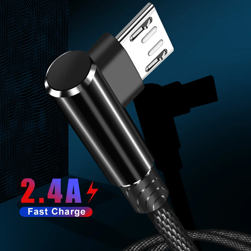 OLAF 2.4A Micro USB Cable 3m 2m 90 Degree Fast Charging USB Data Cable For Samsung Xiaomi Redmi Note 4x 5 LG Mobile Phone Cables